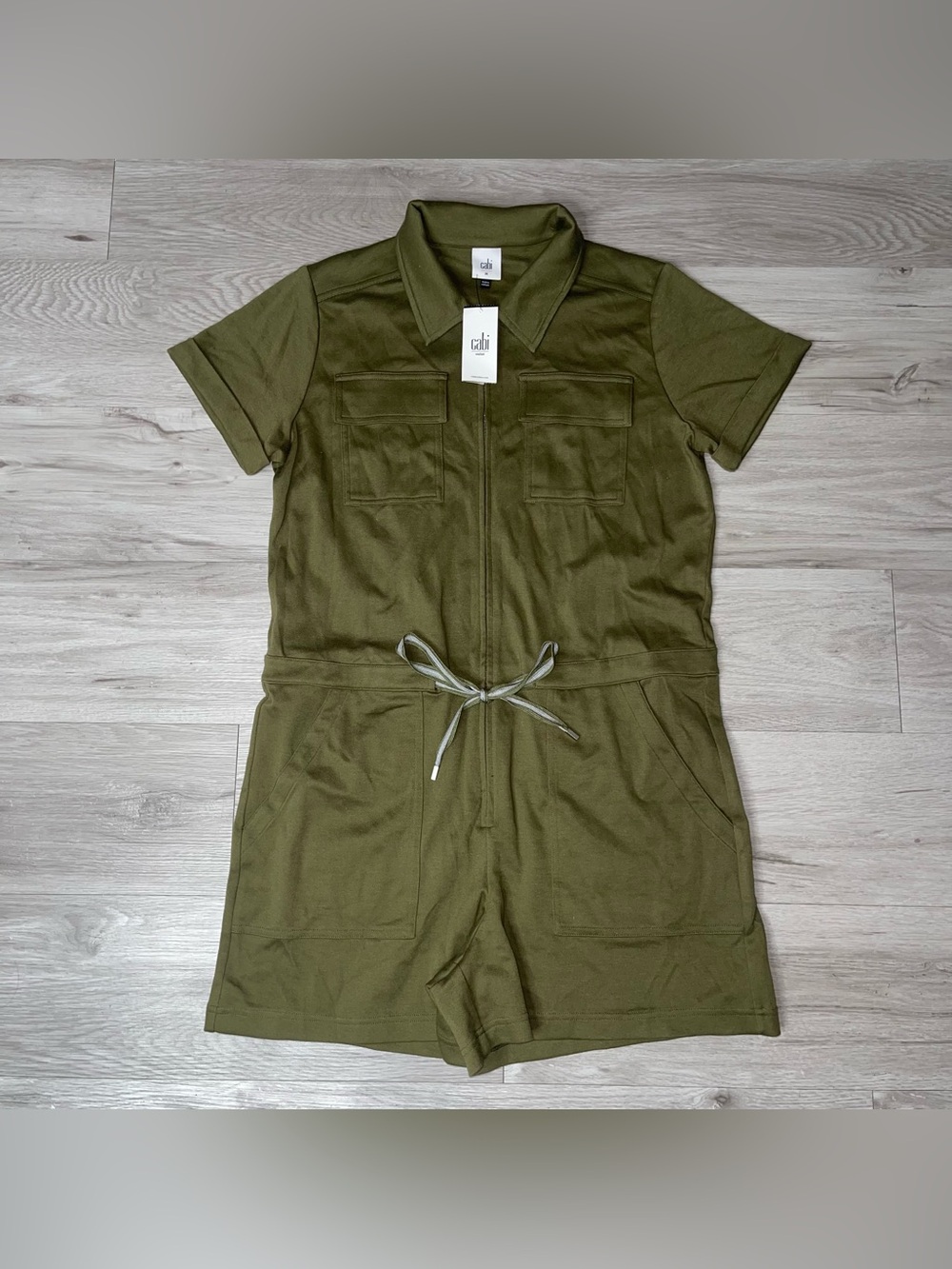 Cabi Women’s Romper M Utility Minimal Loungewear Minimal Olive Euro-summer